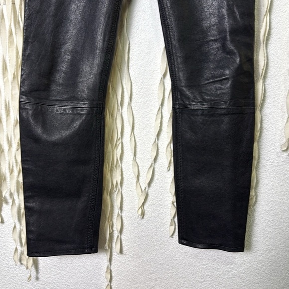 AllSaints Black Leather Cropped Pants Size 25 - Picture 4 of 11